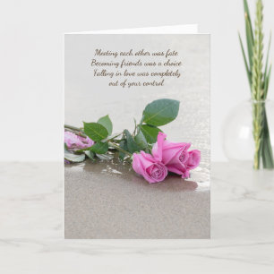 Wedding Pink Roses On Beach Card