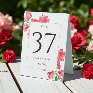 Wedding Pink Table Number Watercolor