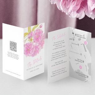 Wedding pink tree blossom event schedule and map