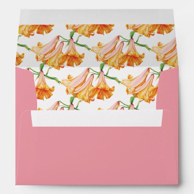 Wedding pink with African Queen lily art inside Envelope (Back (Bottom))