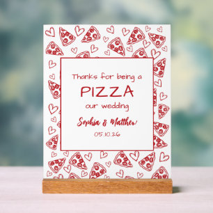 Wedding Pizza After Party Red Italian Hand Drawn Acrylic Sign