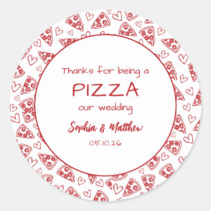Wedding Pizza After Party Red Italian Hand Drawn Classic Round Sticker
