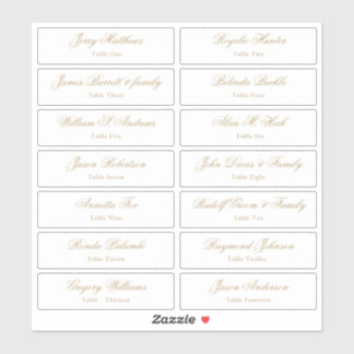 Wedding Place Card Guest Names Table Number  Stick