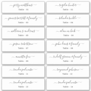 Wedding Place Card Guest Names Table Number  Stick