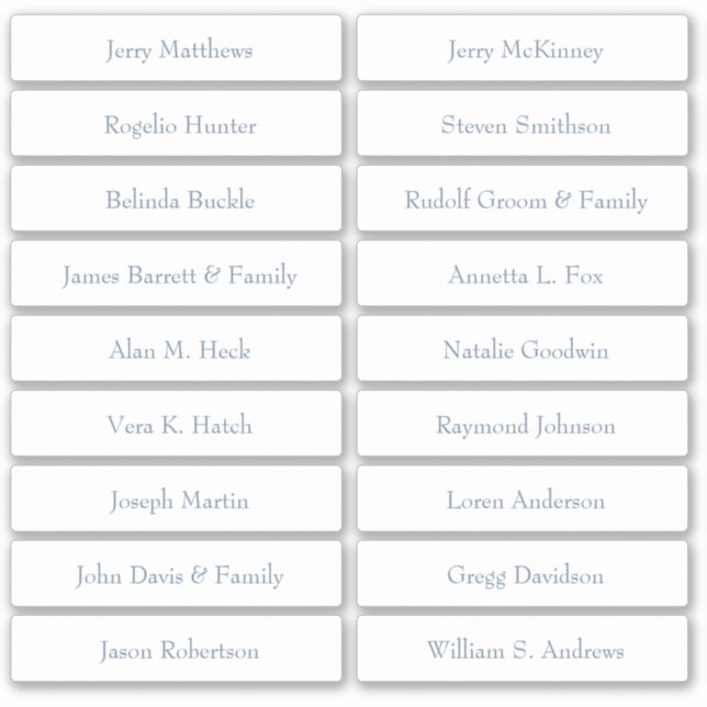 Wedding Place Card Guest Names Table Number  Stick (Front)