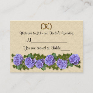 Wedding Place card Hydrangeas table seating