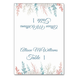 Wedding Place card-Pastel Coral Reef- Table Number