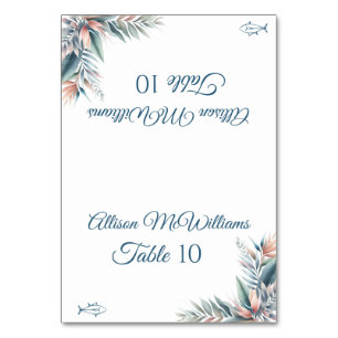 Wedding Place card-Tropical Dream-Fish Icon- Table Number