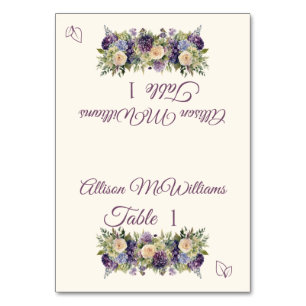 Wedding Place card-Watercolor Flowers-Vegetarian- Table Number