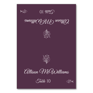 Wedding Place card-Wildflower Elegance Fish Icon- Table Number