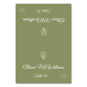 Wedding Place card-Wildflower Elegance-Pork Icon- Table Number