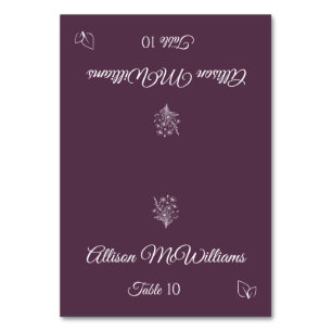 Wedding Place card-Wildflower Elegance-Vegetarian- Table Number