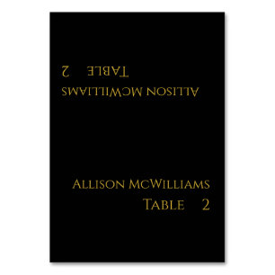 Wedding Place cards--Black and Gold- Table Number