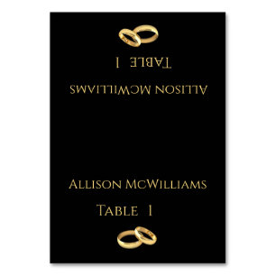 Wedding Place cards-Black and Gold- Table Number