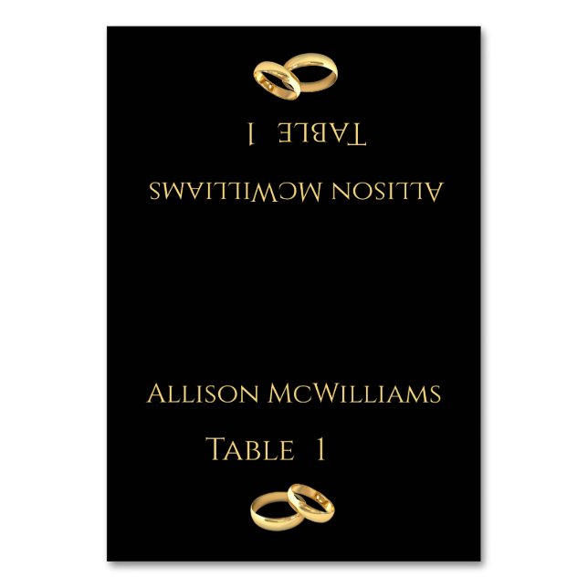 Wedding Place cards-Black and Gold- Table Number (Front)