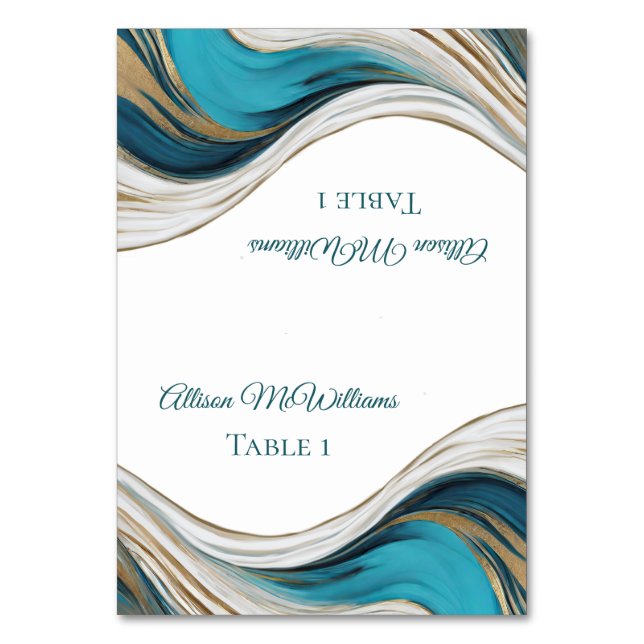 Wedding Place cards-Blue and Gold- Table Number (Front)