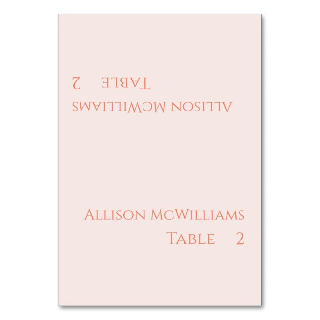 Wedding Place cards--Blush Table Number (Front)
