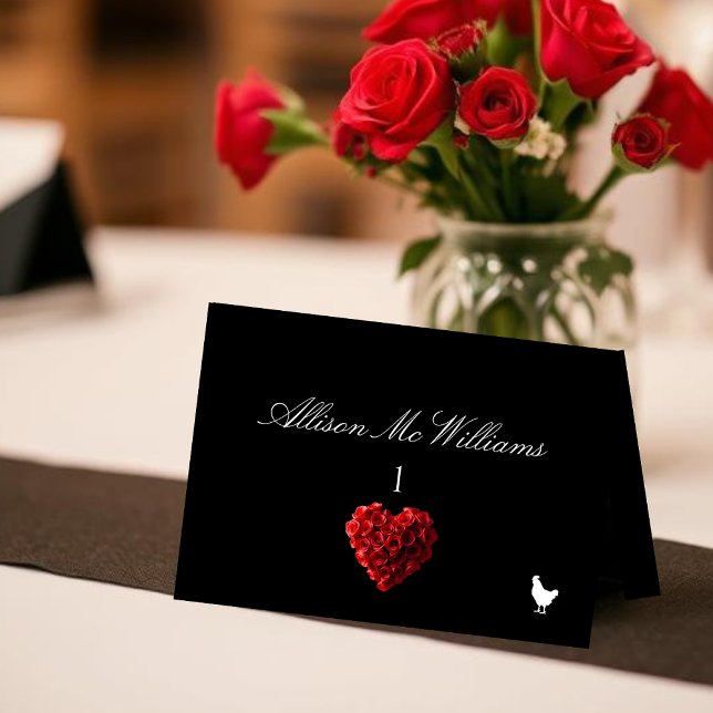 Wedding Place Cards Chicken Icon-Red Roses (Wedding Place Cards Chicken Icon-Red Roses- )