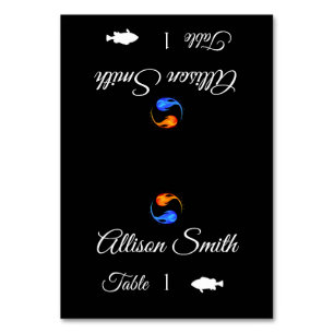 Wedding Place Cards-Fish Icon-Twin Flames- Table Number