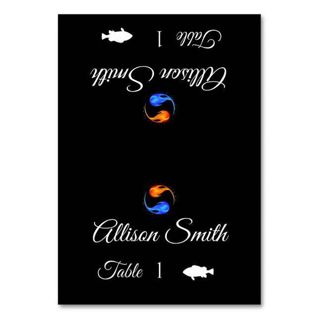 Wedding Place Cards-Fish Icon-Twin Flames- Table Number (Front)