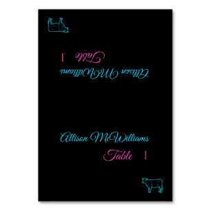 Wedding Place cards-Meat Icon-Blue and Pink- Table Number