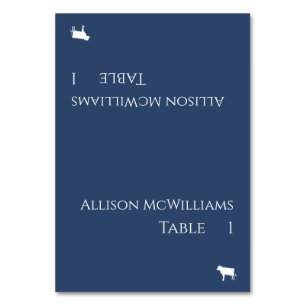 Wedding Place cards-Meat Icon-Blue and White Table Number