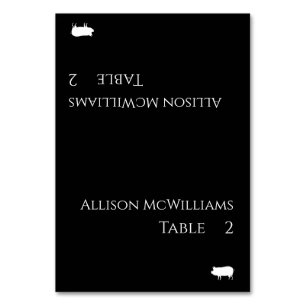 Wedding Place cards-Pork Icon-Black and White Table Number