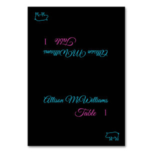 Wedding Place cards-Pork Icon-Blue and Pink- Table Number