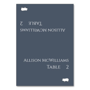 Wedding Place cards-Pork Icon-Blue and White Table Number