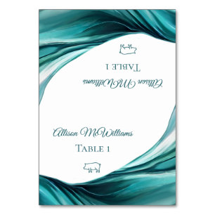 Wedding Place cards-Pork Icon-Emerald Green- Table Number