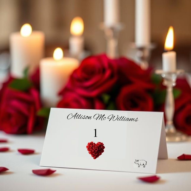 Wedding Place Cards Pork Icon-Red Roses (Wedding Place Cards Pork Icon-Red Roses)