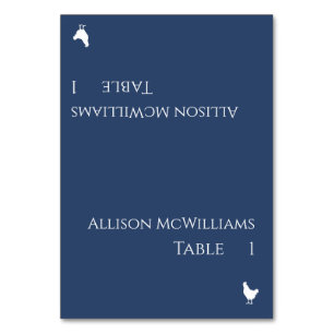 Wedding Place cards-Poultry Icon-Dark blue- Table Number