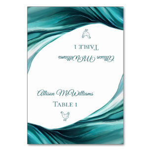Wedding Place cards-Poultry Icon-Emerald Green- Table Number