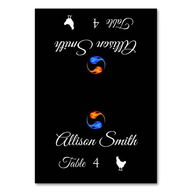 Wedding Place Cards-Poultry Icon-Twin Flames- Table Number (Front)