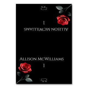 Wedding Place cards-Single Red Rose-Pork Table Number