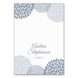 Wedding Place Cards (Tent-Style) Floral Dusty Blue