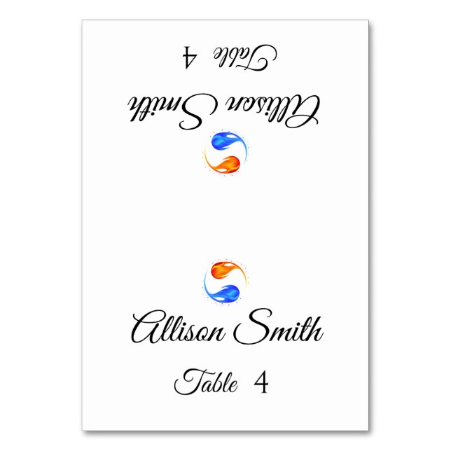 Wedding Place Cards-Twin Flames- Table Number (Front)