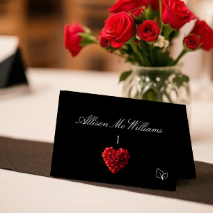 Wedding Place Cards Vegan Icon-Red Roses