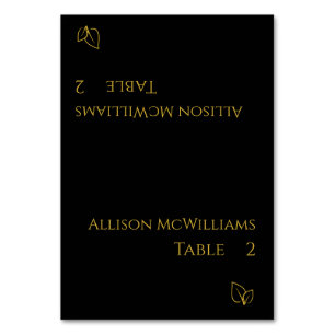 Wedding Place cards-Vegetarian-Black and Gold- Table Number