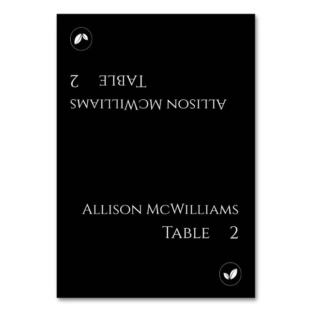Wedding Place cards-Vegetarian-Black and White Table Number (Front)