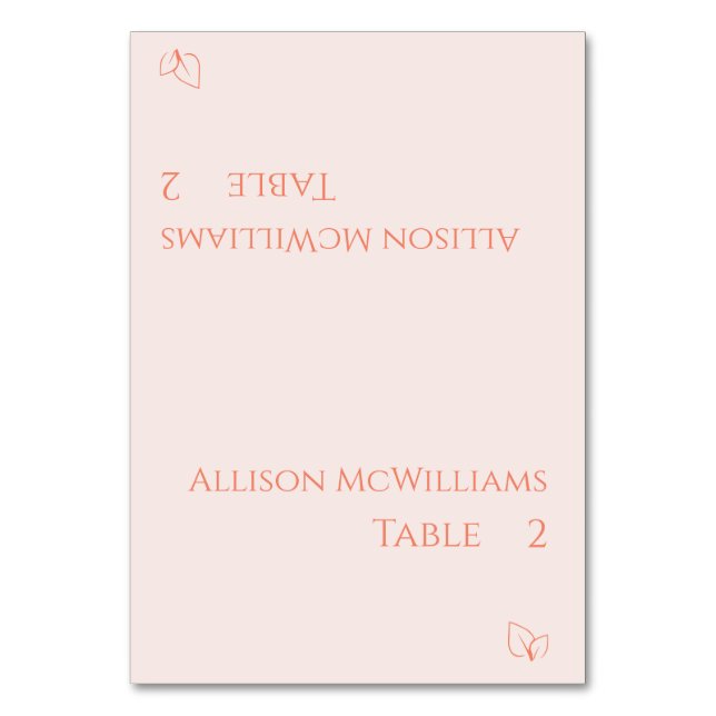 Wedding Place cards-Vegetarian-Blush Table Number (Front)