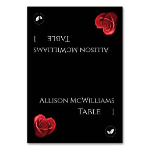 Wedding Place cards-Vegetarian-Heart Shaped Rose- Table Number