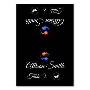 Wedding Place Cards-Vegetarian Icon-Twin Flames- Table Number