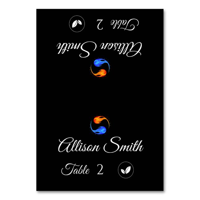 Wedding Place Cards-Vegetarian Icon-Twin Flames- Table Number (Front)