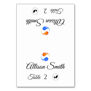 Wedding Place Cards-Vegetarian Icon-Twin Flames- Table Number