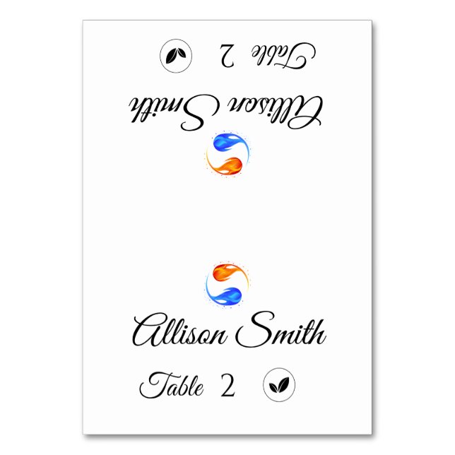 Wedding Place Cards-Vegetarian Icon-Twin Flames- Table Number (Front)