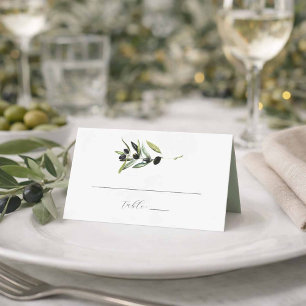 Wedding Place Cards Watercolor Olive Branch