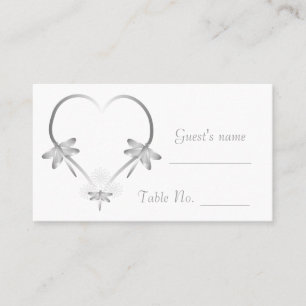 Wedding Place Setting Card Silver Dragonflies