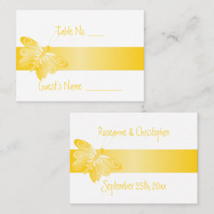 Wedding Place Setting Card Yellow Butterfly