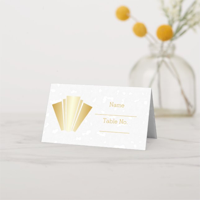 Wedding Place Setting Gold Art Deco Design Card (Front)
